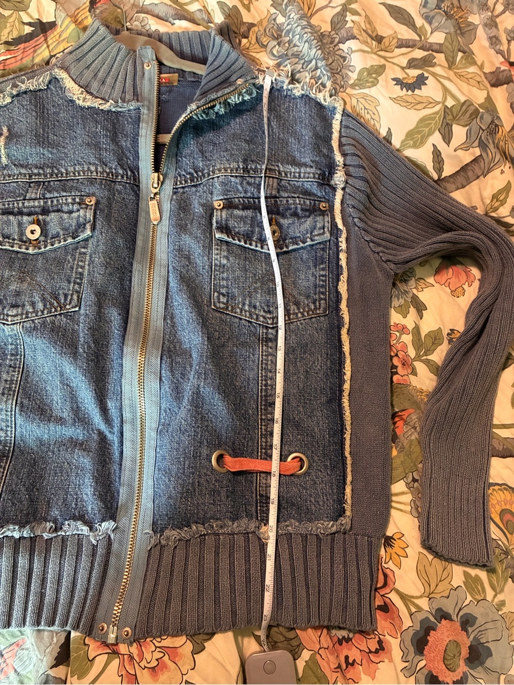 Prada Blue Denim & Gray Knit Zip Jacket - Picture 7 of 11